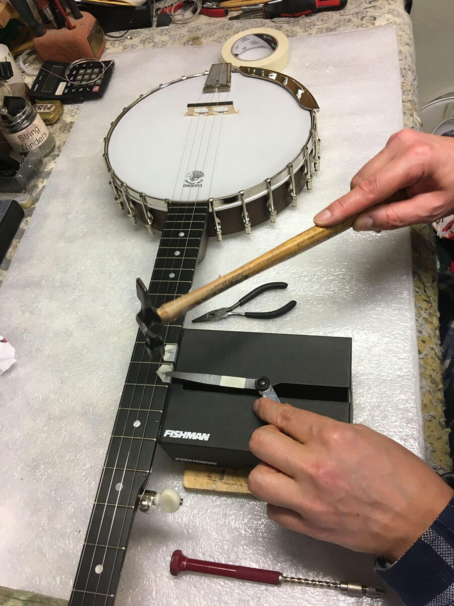 Banjo spike fitting service at Eagle Music Shop